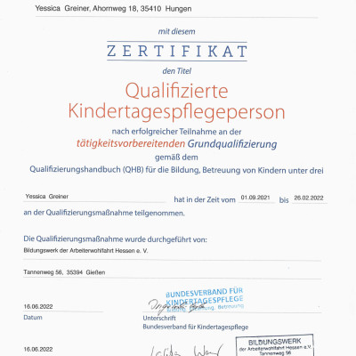 Zertifikat QHB 160UE