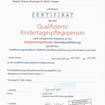 Zertifikat QHB 140UE