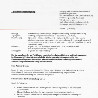 Facherzieherin Sprache